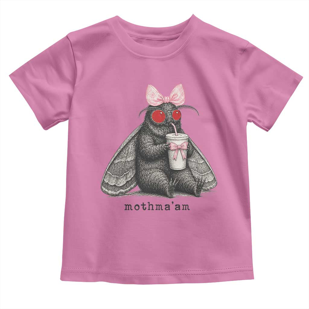 Funny Mothman Mothma'am Cute Pink Bow Coquette Toddler T Shirt