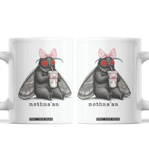 Funny Mothman Mothma'am Cute Pink Bow Coquette Coffee Mug