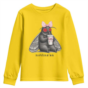 Funny Mothman Mothma'am Cute Pink Bow Coquette Youth Sweatshirt
