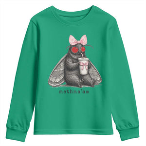 Funny Mothman Mothma'am Cute Pink Bow Coquette Youth Sweatshirt