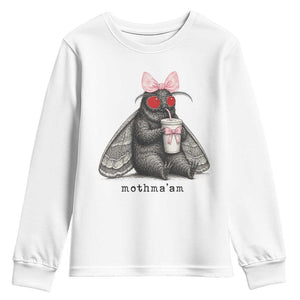 Funny Mothman Mothma'am Cute Pink Bow Coquette Youth Sweatshirt