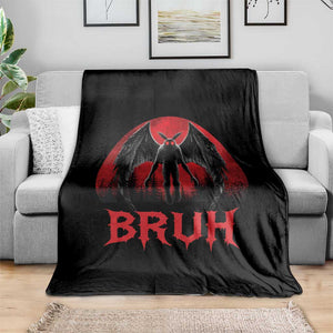 Funny Bruh Mothman Throw Blanket Cryptozoology Cryptid Humor Weirdcore Horror Moon