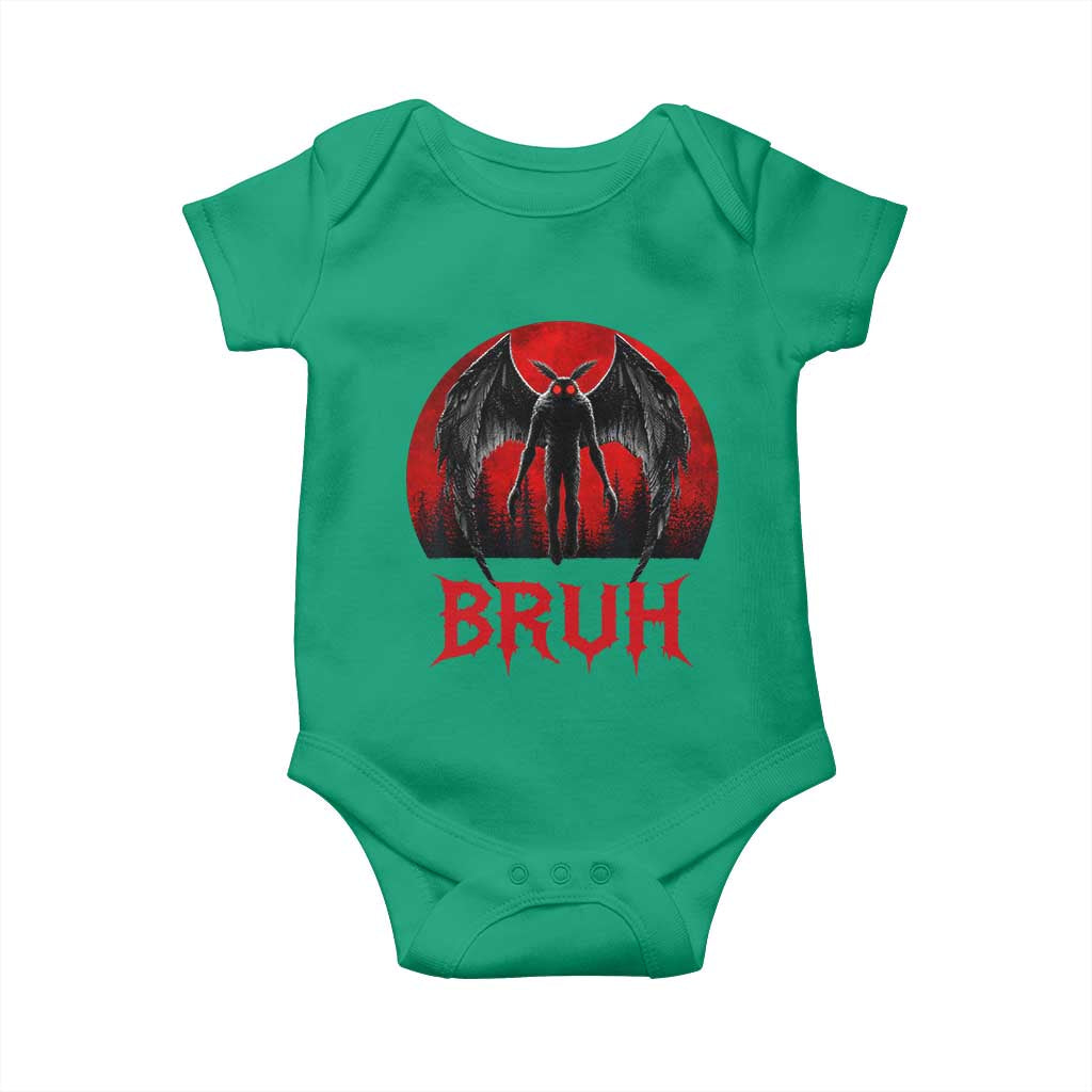 Funny Bruh Mothman Baby Onesie Cryptozoology Cryptid Humor Weirdcore Horror Moon