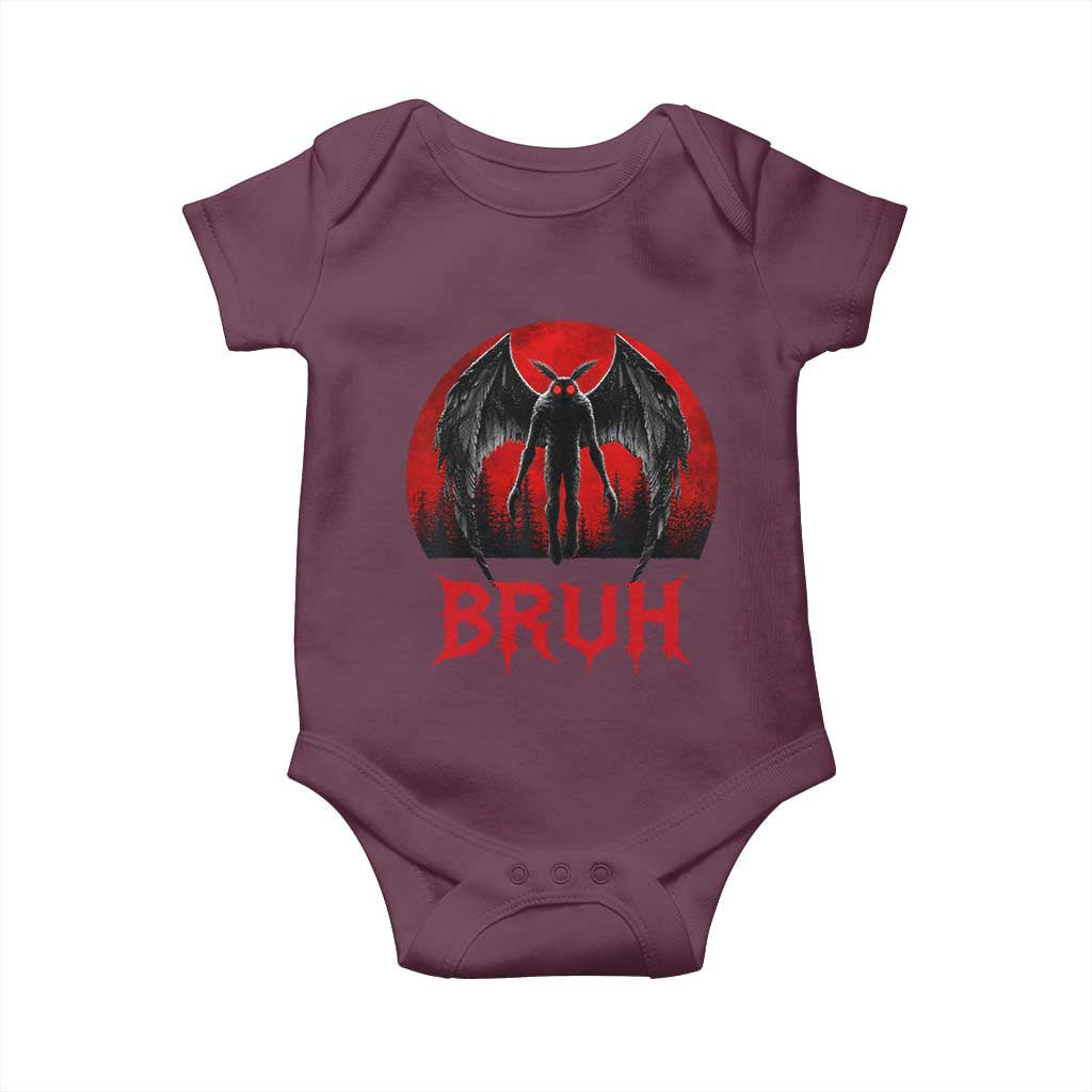 Funny Bruh Mothman Baby Onesie Cryptozoology Cryptid Humor Weirdcore Horror Moon