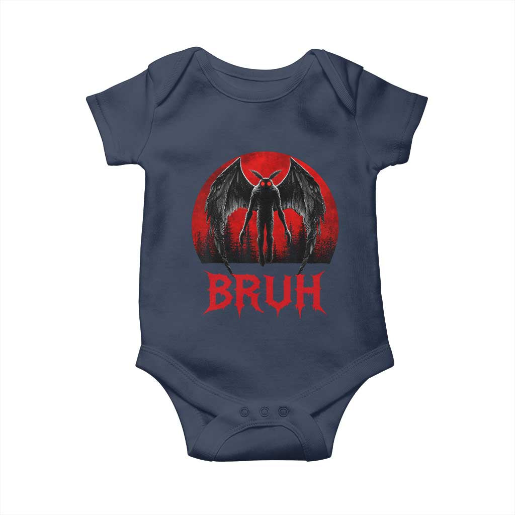 Funny Bruh Mothman Baby Onesie Cryptozoology Cryptid Humor Weirdcore Horror Moon