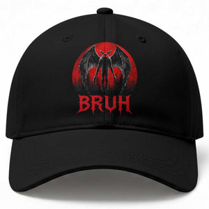 Funny Bruh Mothman Baseball Cap Cryptozoology Cryptid Humor Weirdcore Horror Moon