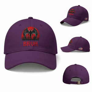 Funny Bruh Mothman Baseball Cap Cryptozoology Cryptid Humor Weirdcore Horror Moon