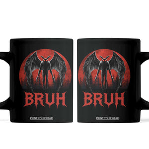 Funny Bruh Mothman Coffee Mug Cryptozoology Cryptid Humor Weirdcore Horror Moon
