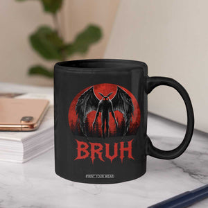 Funny Bruh Mothman Coffee Mug Cryptozoology Cryptid Humor Weirdcore Horror Moon