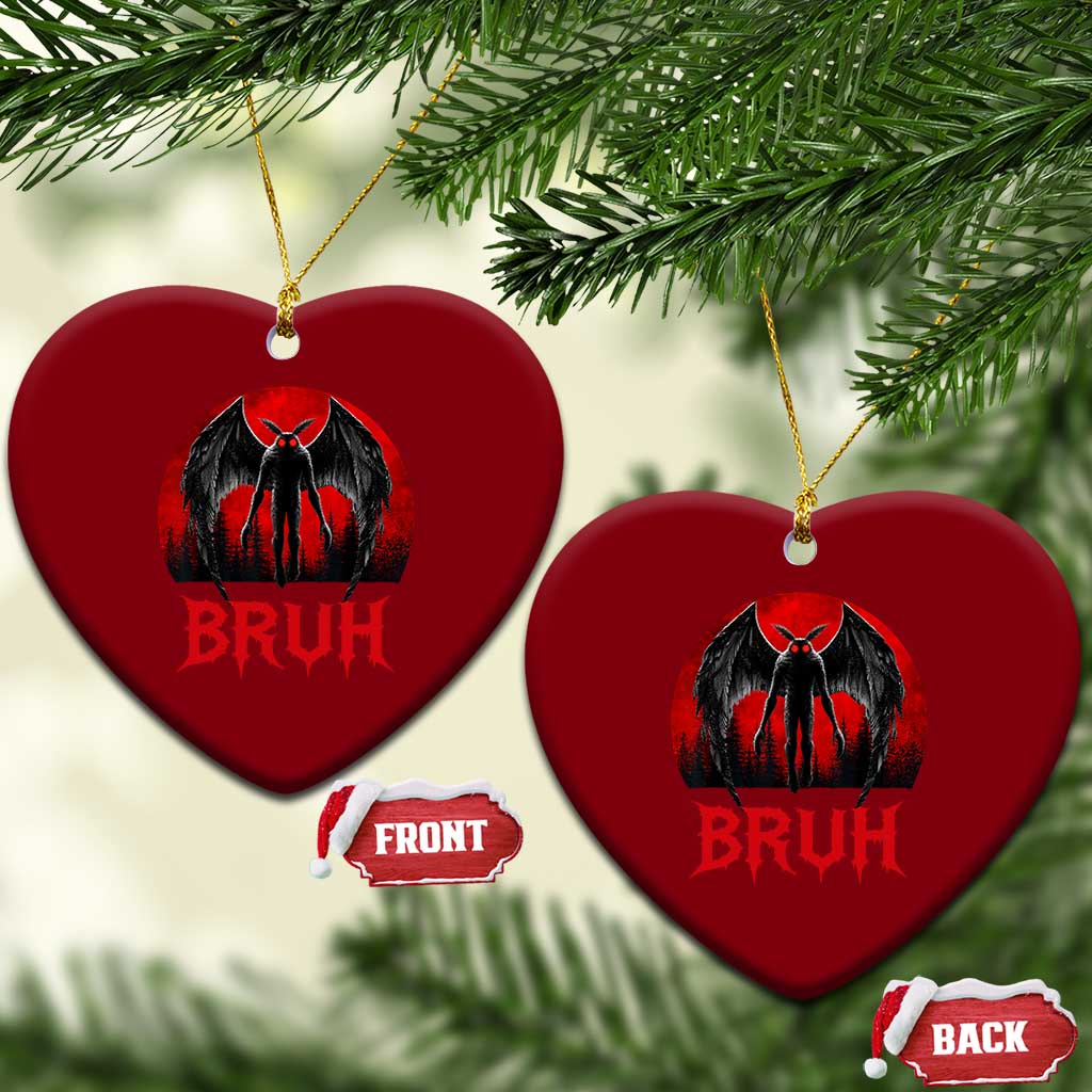 Funny Bruh Mothman Ceramic Ornament Cryptozoology Cryptid Humor Weirdcore Horror Moon