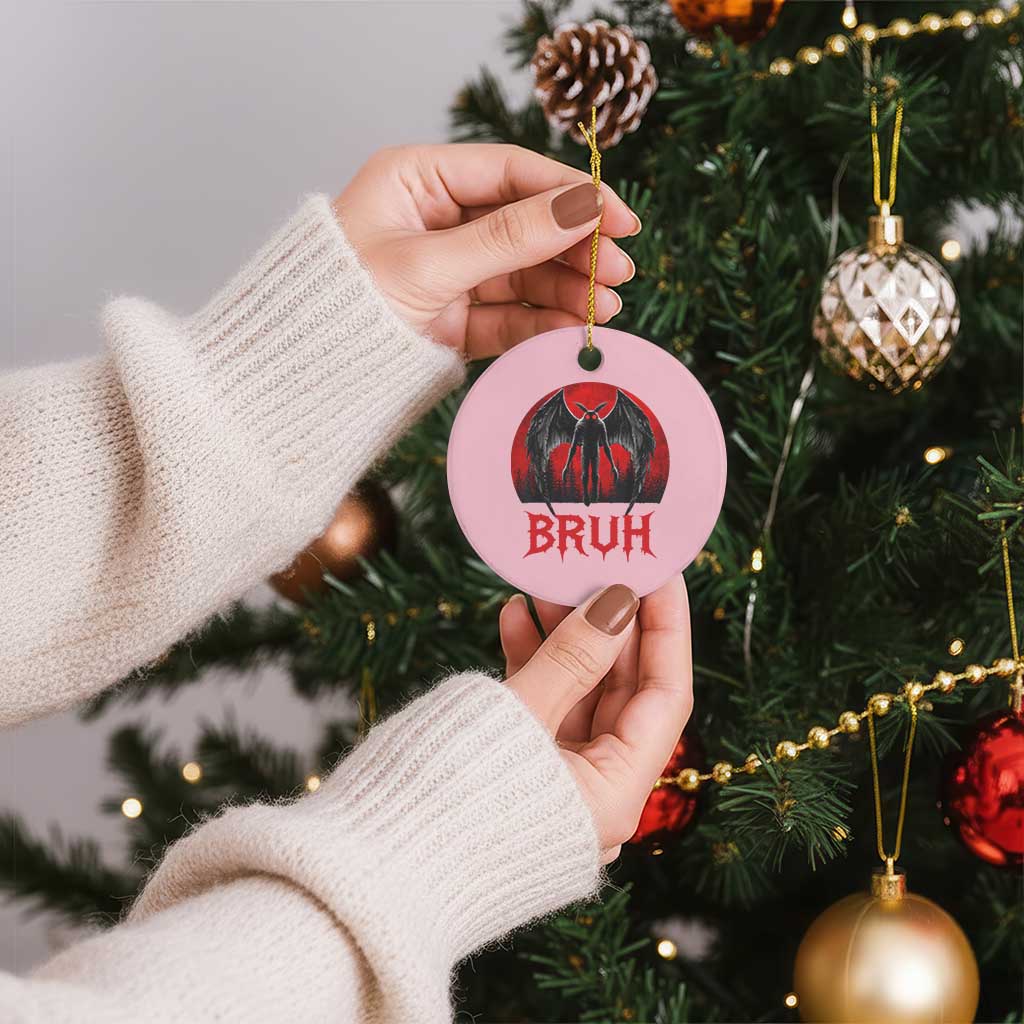 Funny Bruh Mothman Ceramic Ornament Cryptozoology Cryptid Humor Weirdcore Horror Moon