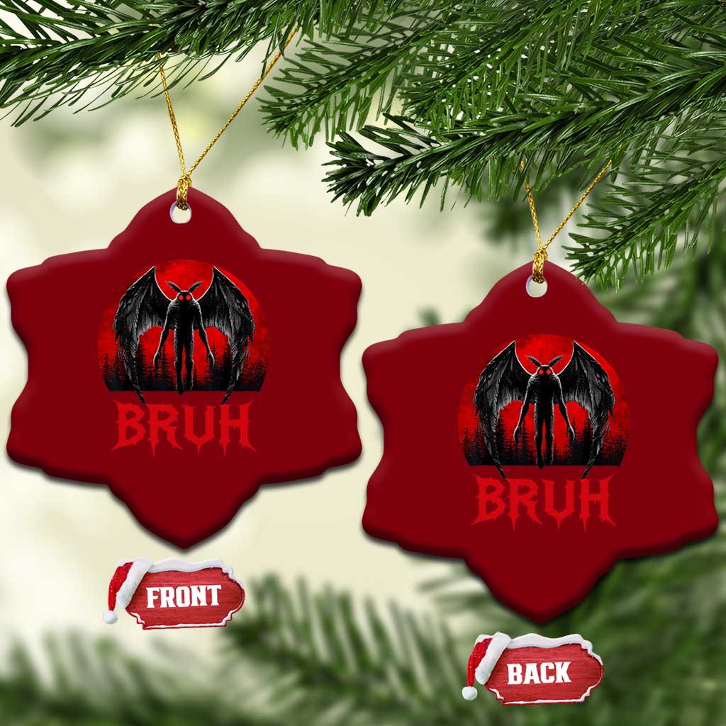 Funny Bruh Mothman Ceramic Ornament Cryptozoology Cryptid Humor Weirdcore Horror Moon