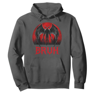 Funny Bruh Mothman Hoodie Cryptozoology Cryptid Humor Weirdcore Horror Moon