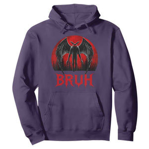Funny Bruh Mothman Hoodie Cryptozoology Cryptid Humor Weirdcore Horror Moon
