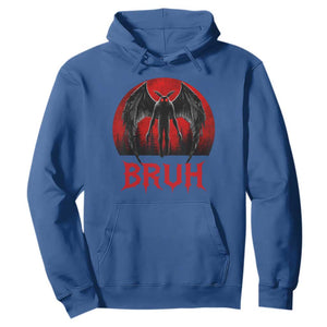 Funny Bruh Mothman Hoodie Cryptozoology Cryptid Humor Weirdcore Horror Moon
