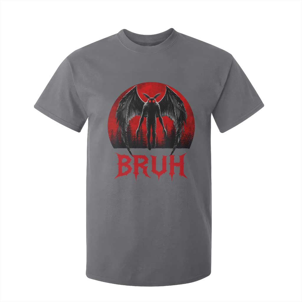 Funny Bruh Mothman T Shirt For Kid Cryptozoology Cryptid Humor Weirdcore Horror Moon
