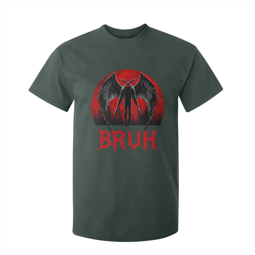 Funny Bruh Mothman T Shirt For Kid Cryptozoology Cryptid Humor Weirdcore Horror Moon