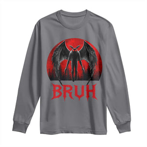 Funny Bruh Mothman Long Sleeve Shirt Cryptozoology Cryptid Humor Weirdcore Horror Moon