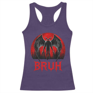 Funny Bruh Mothman Racerback Tank Top Cryptozoology Cryptid Humor Weirdcore Horror Moon