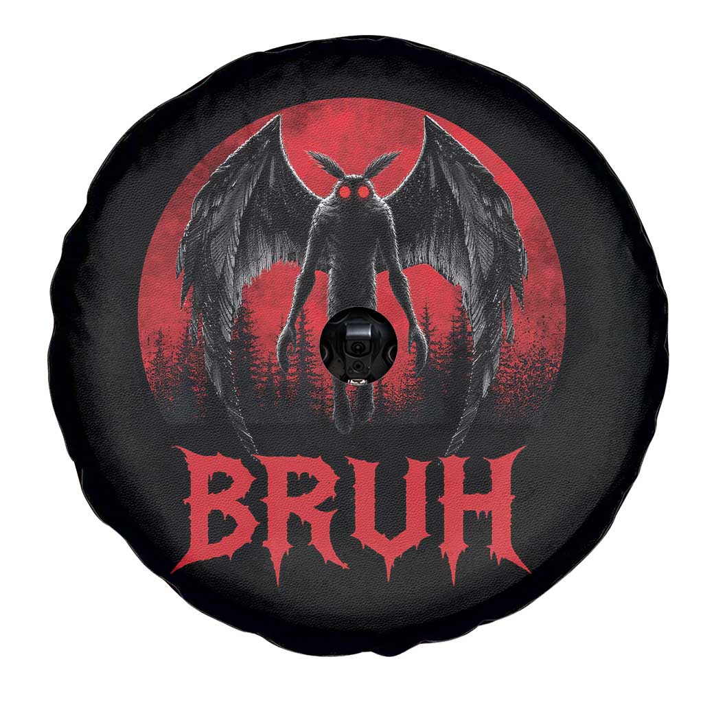 Funny Bruh Mothman Spare Tire Cover Cryptozoology Cryptid Humor Weirdcore Horror Moon TS11 Print Your Wear