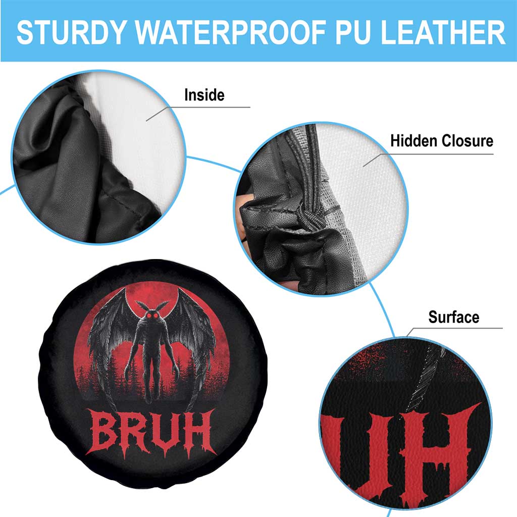 Funny Bruh Mothman Spare Tire Cover Cryptozoology Cryptid Humor Weirdcore Horror Moon TS11 Print Your Wear