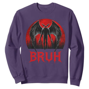 Funny Bruh Mothman Sweatshirt Cryptozoology Cryptid Humor Weirdcore Horror Moon