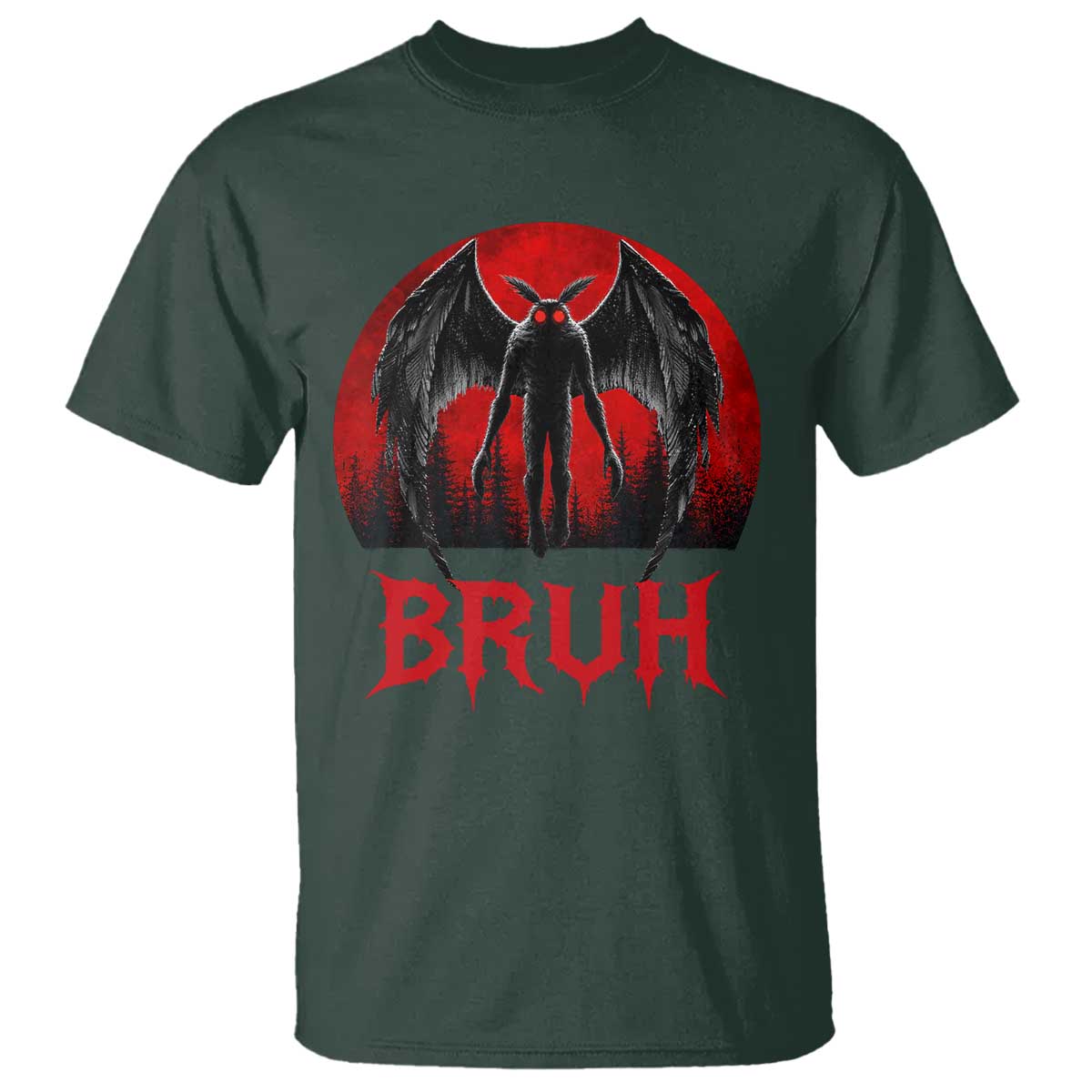 Funny Bruh Mothman T Shirt Cryptozoology Cryptid Humor Weirdcore Horror Moon