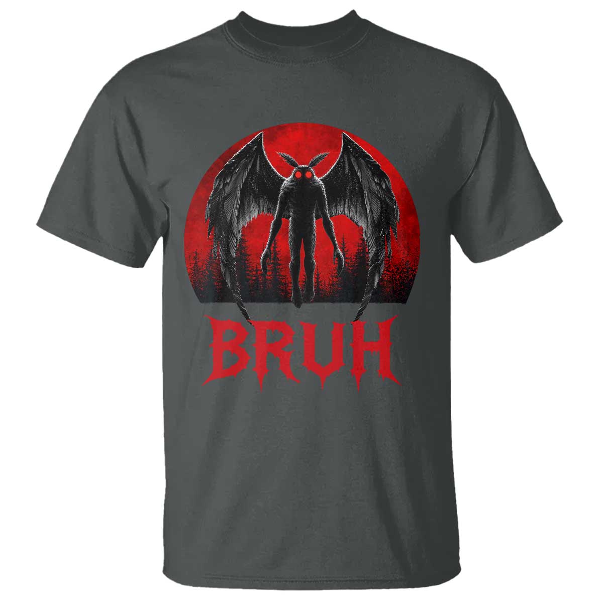 Funny Bruh Mothman T Shirt Cryptozoology Cryptid Humor Weirdcore Horror Moon