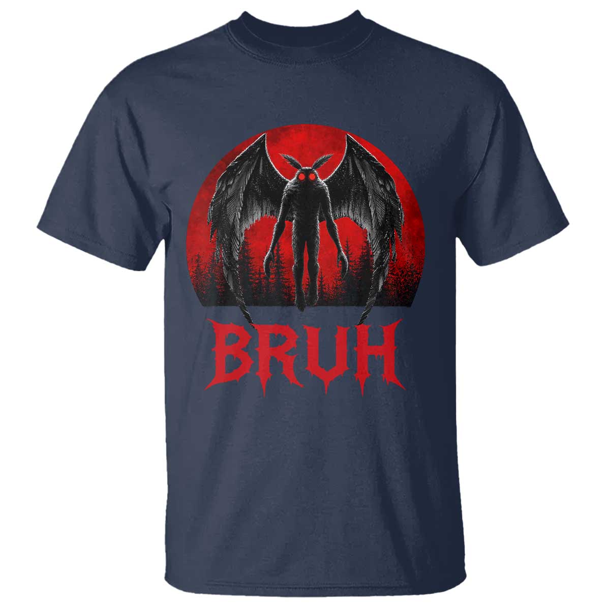 Funny Bruh Mothman T Shirt Cryptozoology Cryptid Humor Weirdcore Horror Moon