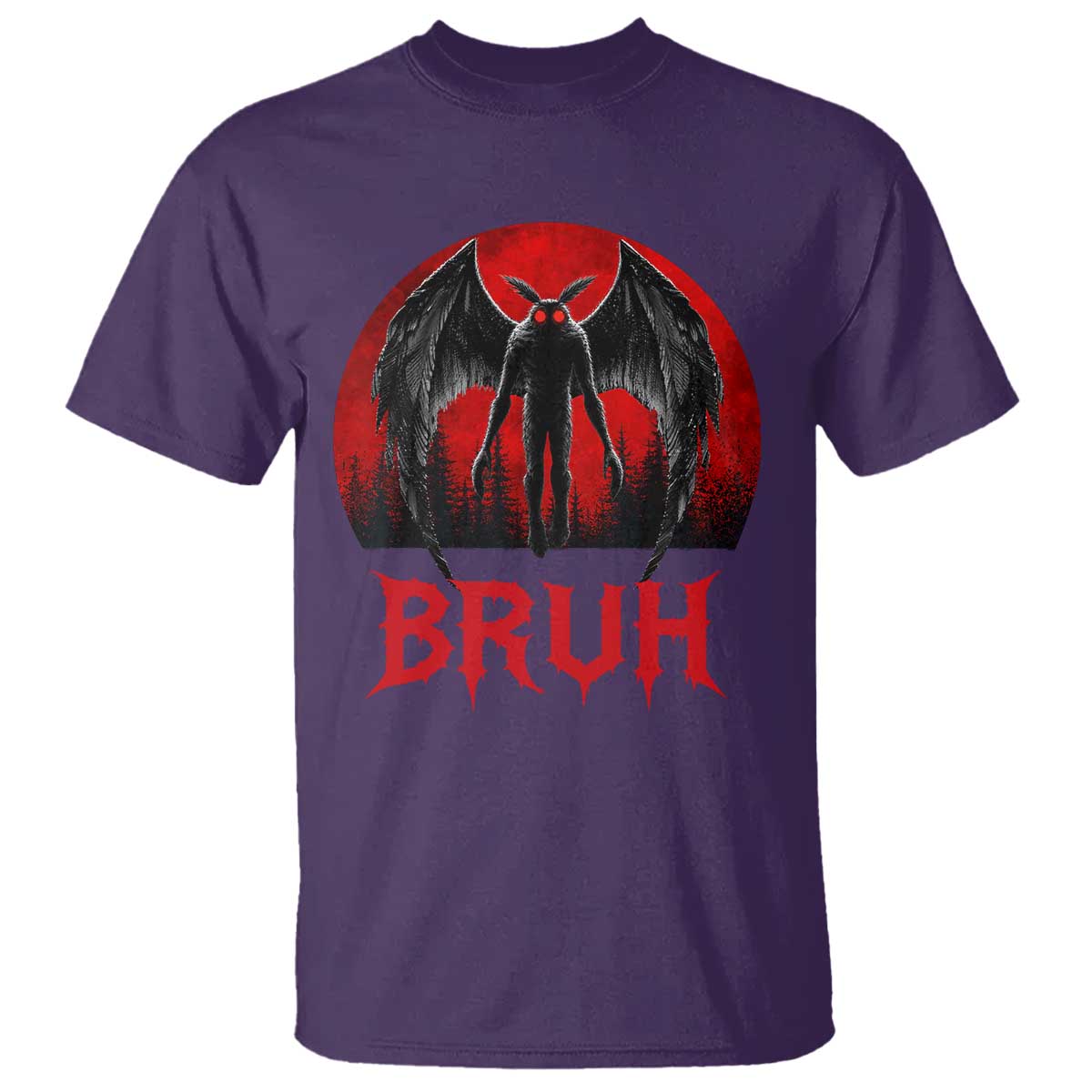 Funny Bruh Mothman T Shirt Cryptozoology Cryptid Humor Weirdcore Horror Moon