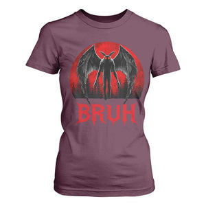 Funny Bruh Mothman T Shirt For Women Cryptozoology Cryptid Humor Weirdcore Horror Moon