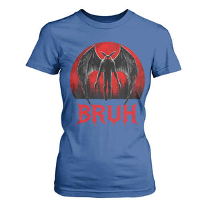 Funny Bruh Mothman T Shirt For Women Cryptozoology Cryptid Humor Weirdcore Horror Moon