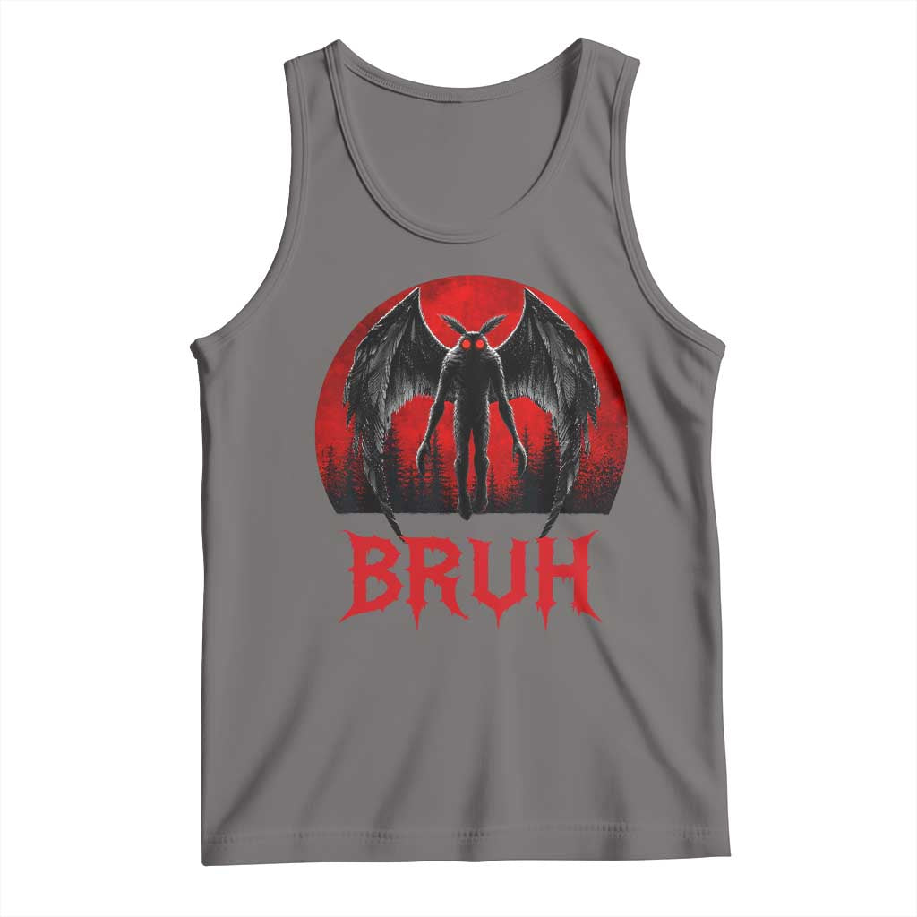 Funny Bruh Mothman Tank Top Cryptozoology Cryptid Humor Weirdcore Horror Moon