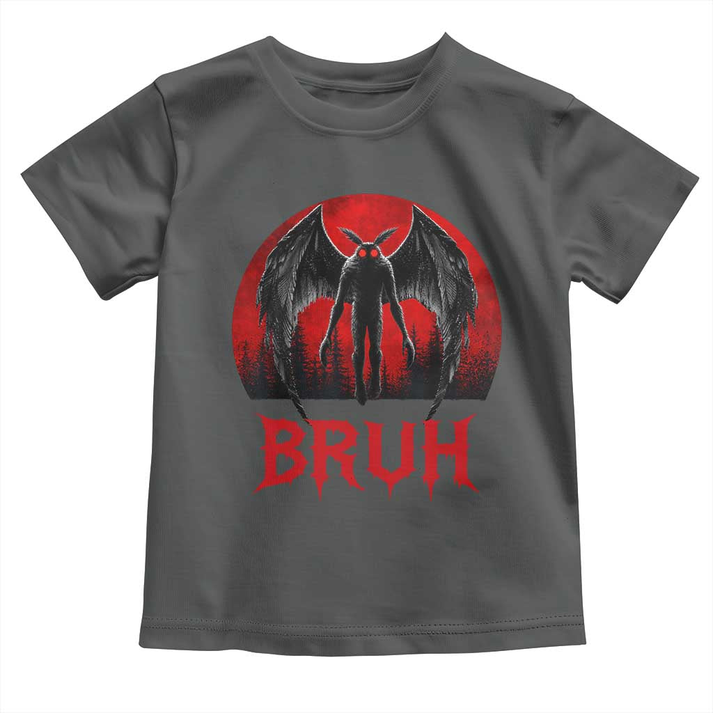 Funny Bruh Mothman Toddler T Shirt Cryptozoology Cryptid Humor Weirdcore Horror Moon