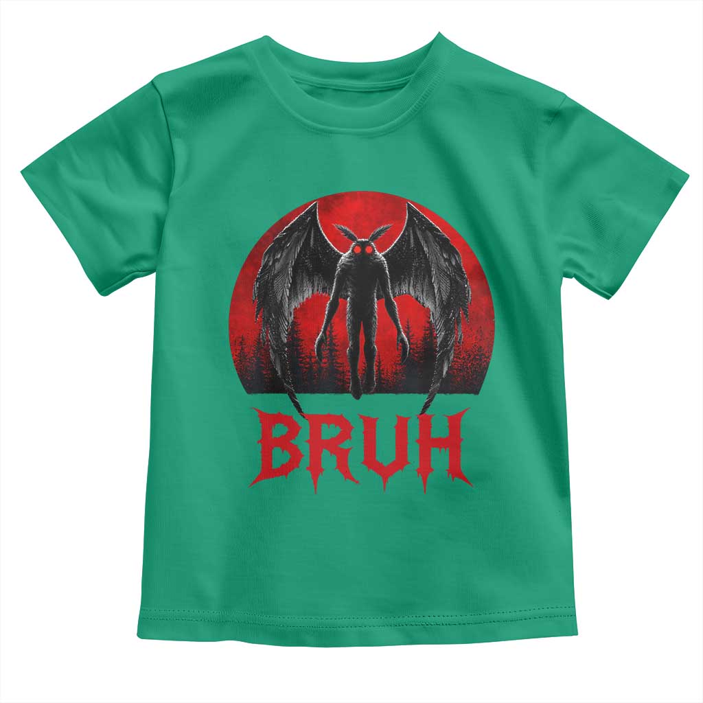 Funny Bruh Mothman Toddler T Shirt Cryptozoology Cryptid Humor Weirdcore Horror Moon