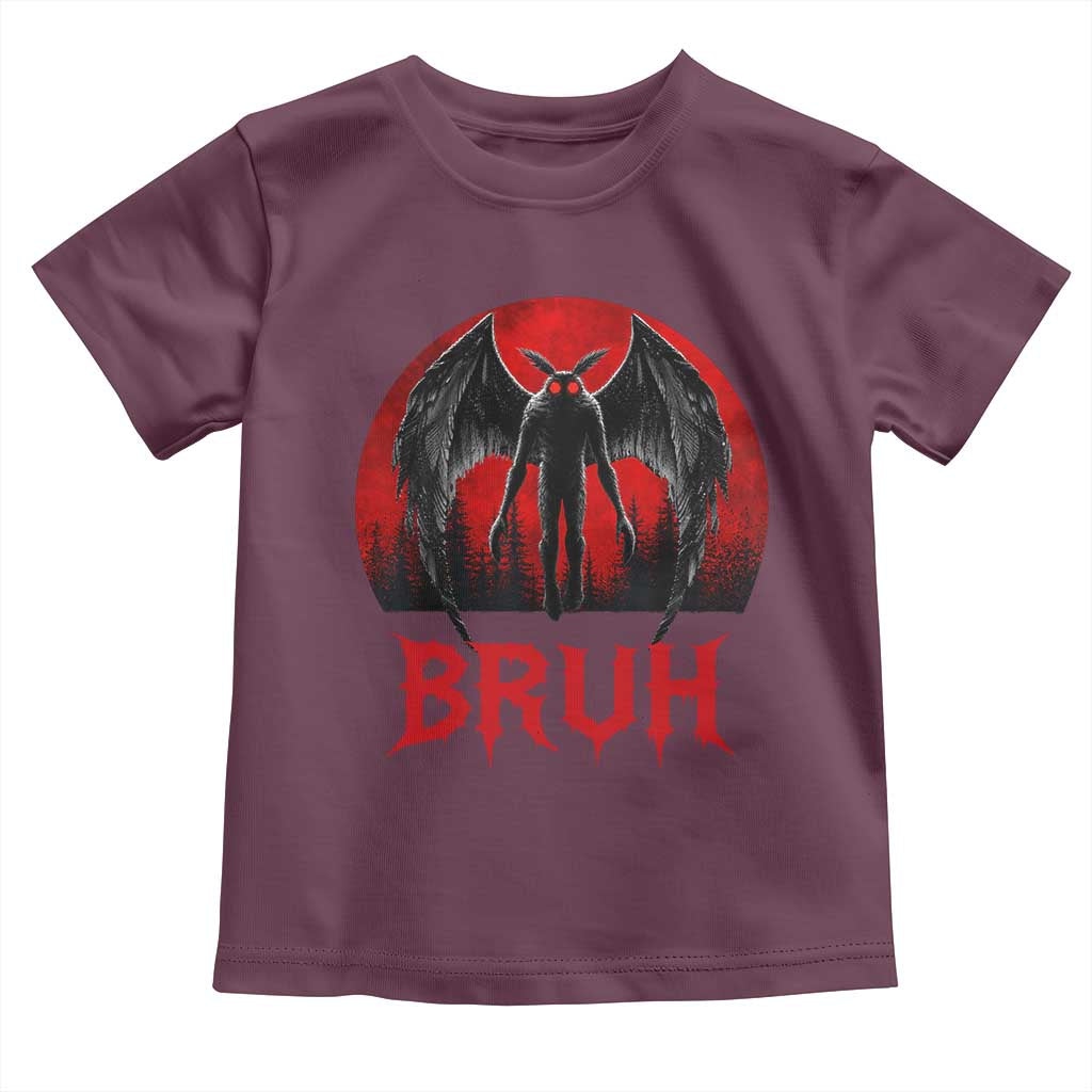 Funny Bruh Mothman Toddler T Shirt Cryptozoology Cryptid Humor Weirdcore Horror Moon