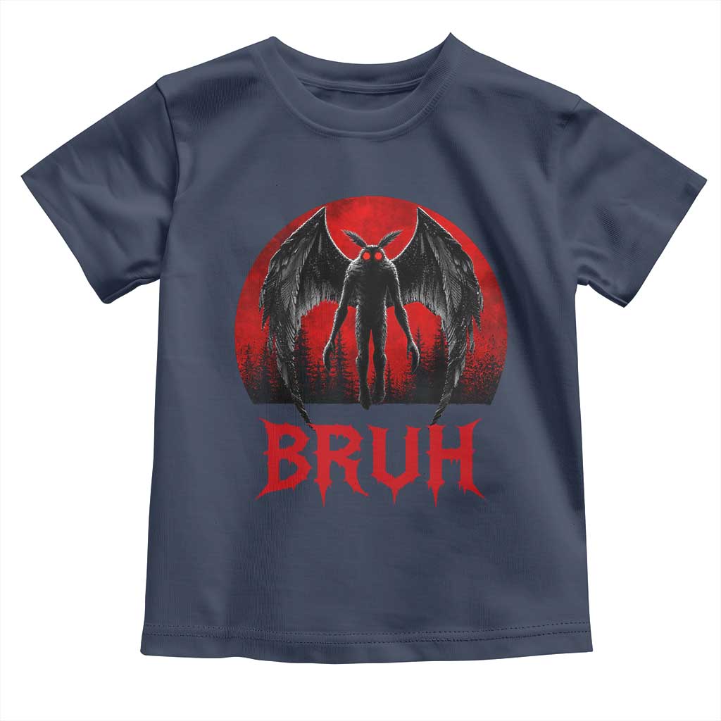 Funny Bruh Mothman Toddler T Shirt Cryptozoology Cryptid Humor Weirdcore Horror Moon