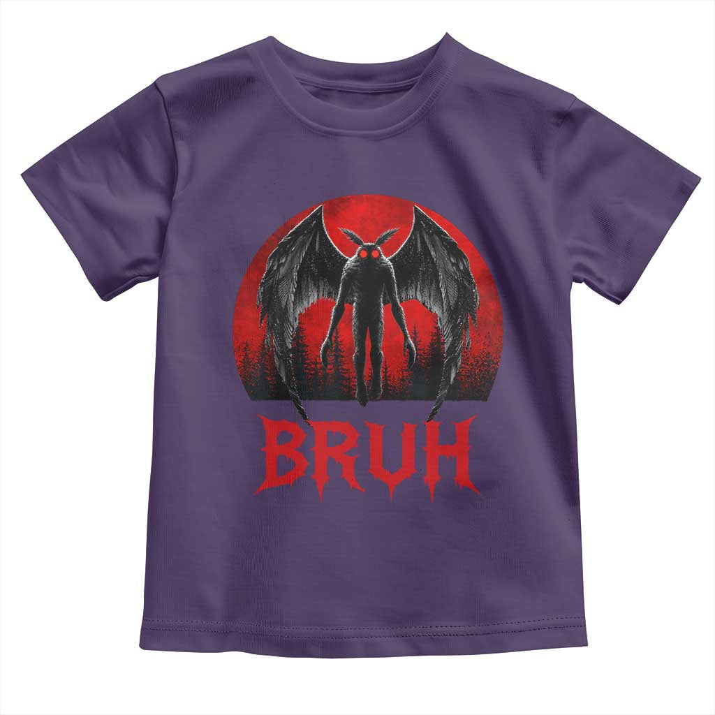 Funny Bruh Mothman Toddler T Shirt Cryptozoology Cryptid Humor Weirdcore Horror Moon