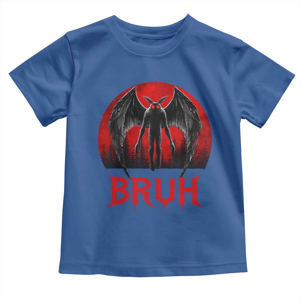 Funny Bruh Mothman Toddler T Shirt Cryptozoology Cryptid Humor Weirdcore Horror Moon