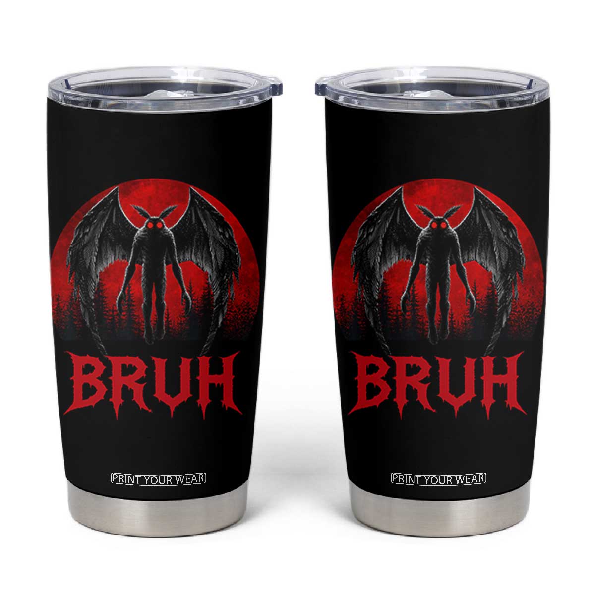 Funny Bruh Mothman Tumbler Cup Cryptozoology Cryptid Humor Weirdcore Horror Moon