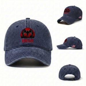 Funny Bruh Mothman Washed Cotton Baseball Cap Cryptozoology Cryptid Humor Weirdcore Horror Moon