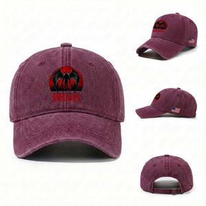 Funny Bruh Mothman Washed Cotton Baseball Cap Cryptozoology Cryptid Humor Weirdcore Horror Moon