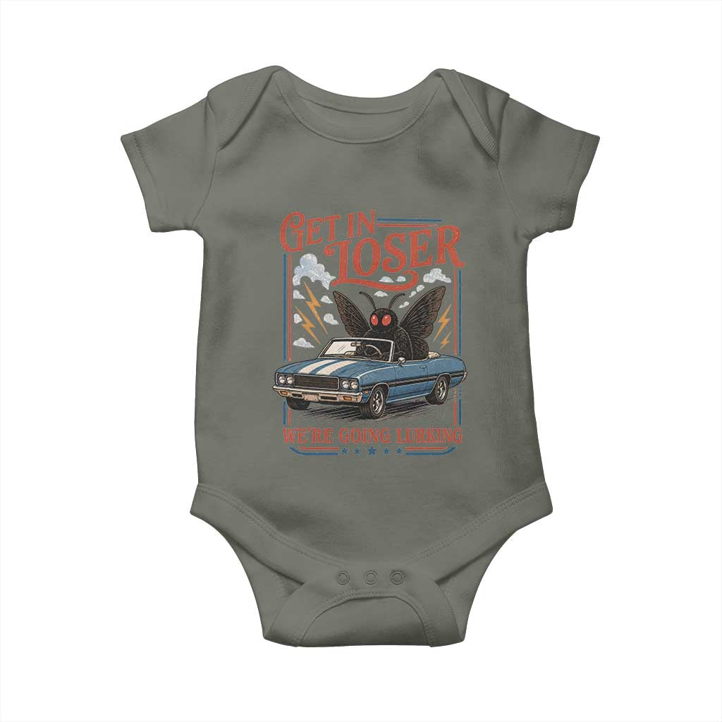 Funny Mothman Baby Onesie Get In Loser We Are Going Lurking Cryptid Lover
