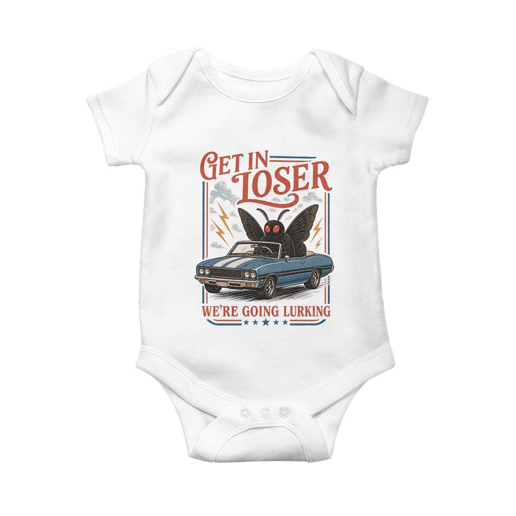 Funny Mothman Baby Onesie Get In Loser We Are Going Lurking Cryptid Lover