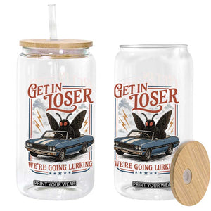 Funny Mothman Glass Can Get In Loser We Are Going Lurking Cryptid Lover