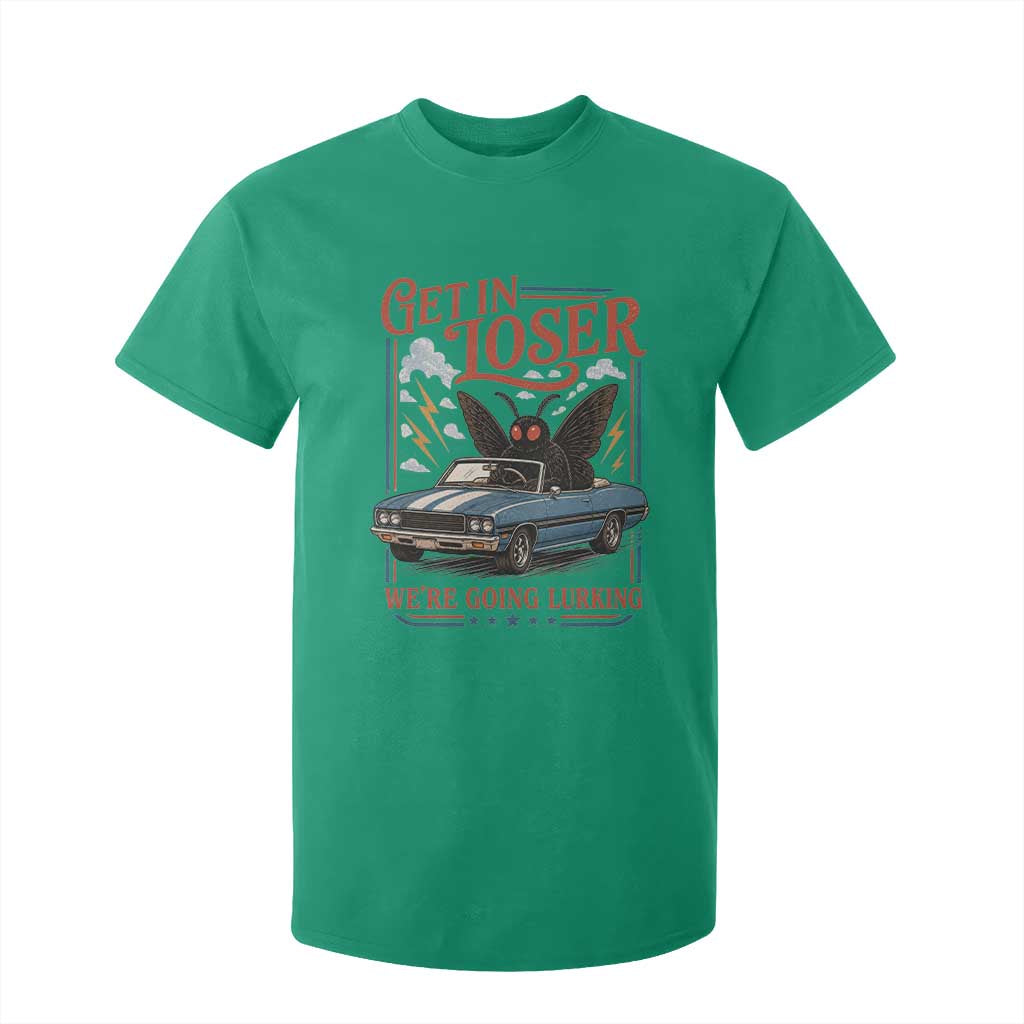 Funny Mothman T Shirt For Kid Get In Loser We Are Going Lurking Cryptid Lover