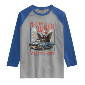 Funny Mothman Raglan Shirt Get In Loser We Are Going Lurking Cryptid Lover