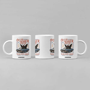 Funny Mothman Coffee Mug Get In Loser We Are Going Lurking Cryptid Lover