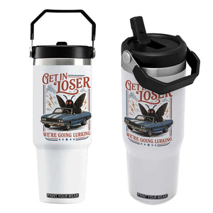 Funny Mothman Flip Straw Tumbler Get In Loser We Are Going Lurking Cryptid Lover