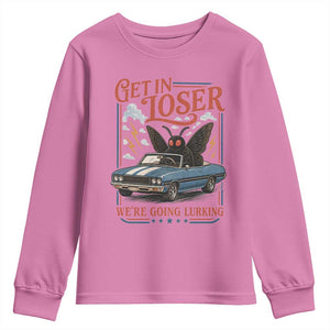 Funny Mothman Youth Sweatshirt Get In Loser We Are Going Lurking Cryptid Lover